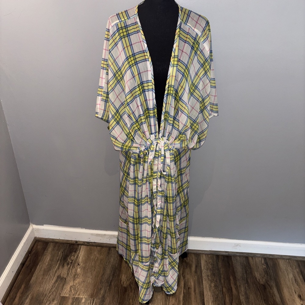 Torrid Multicolored Striped Swimsuit Coverup Kimono Tie Waist Size 6 Resortwear